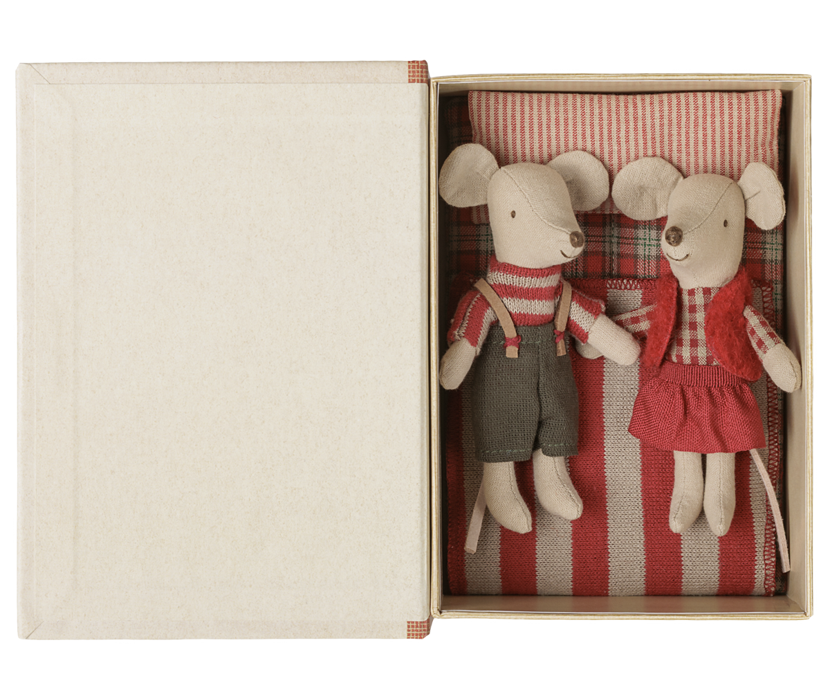 Christmas twin mice, Little sister and  brother in book