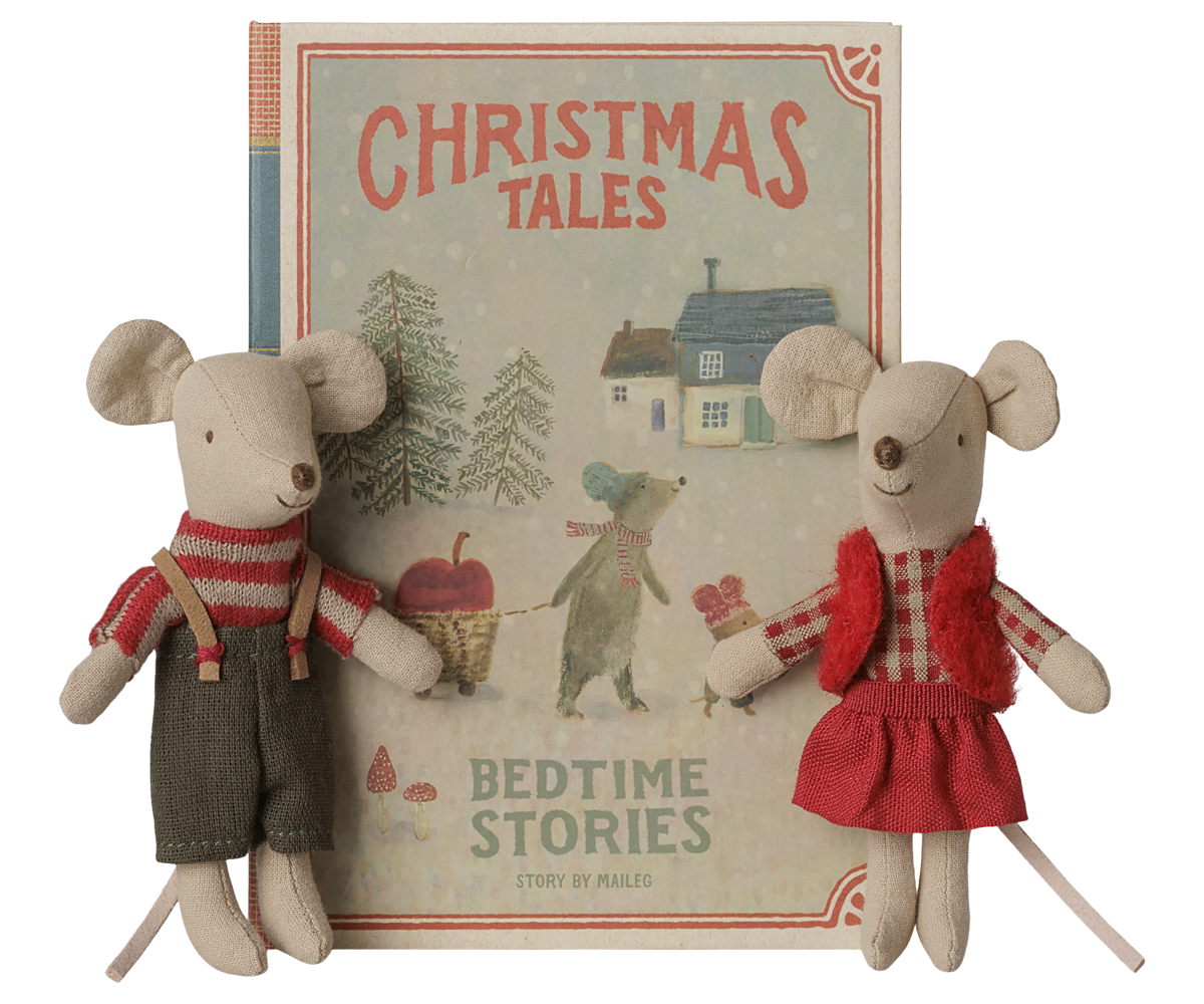Christmas twin mice, Little sister and  brother in book