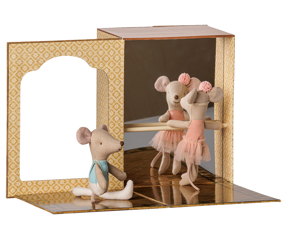Ballet mice in dance studio, Little sister and brother