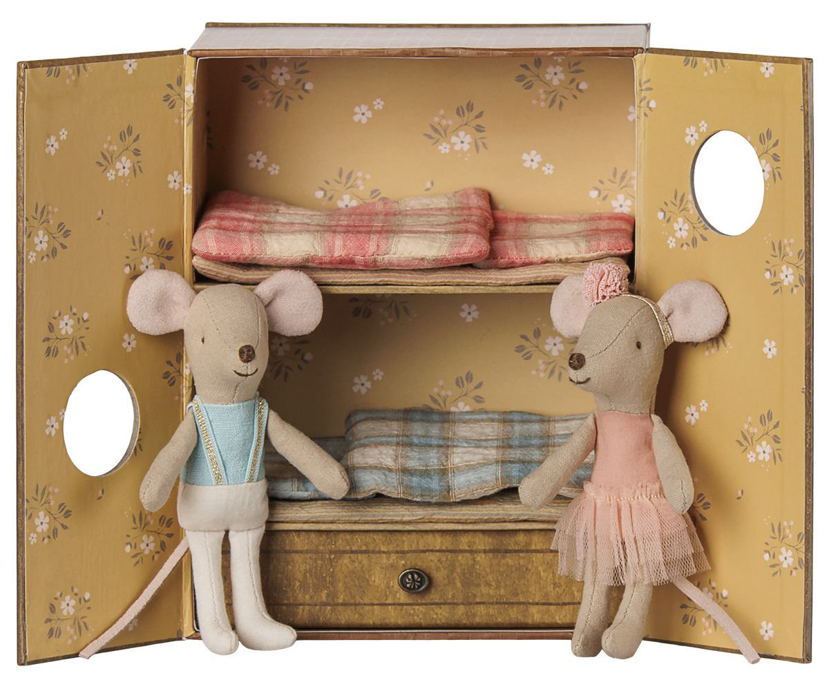 Ballet mice in dance studio, Little sister and brother