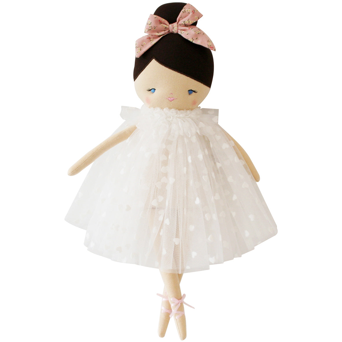 Mia Doll - White Flocked Heart Tulle