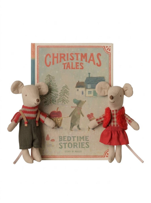 Christmas twin mice, Little sister and  brother in book