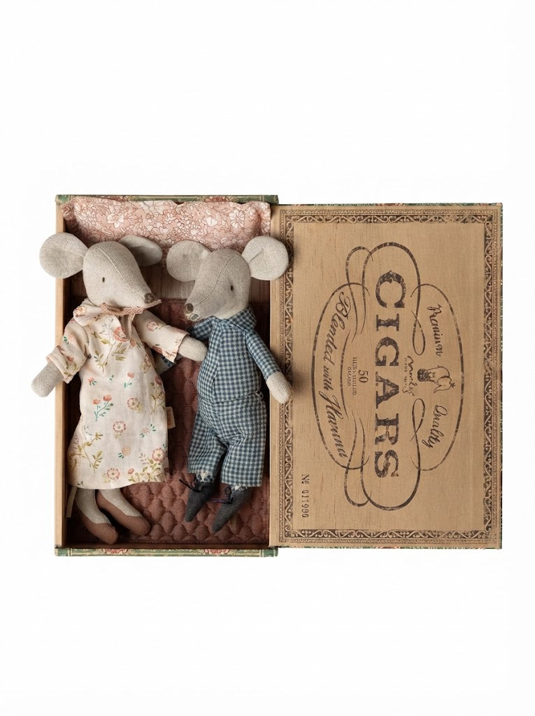 Grandma and Grandpa Mice in cigar box